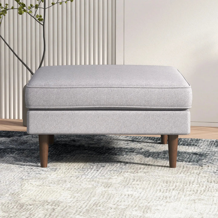 Amber Square Upholstered Ottoman Light Grey