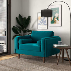 Amber Teal Velvet Lounge Chair