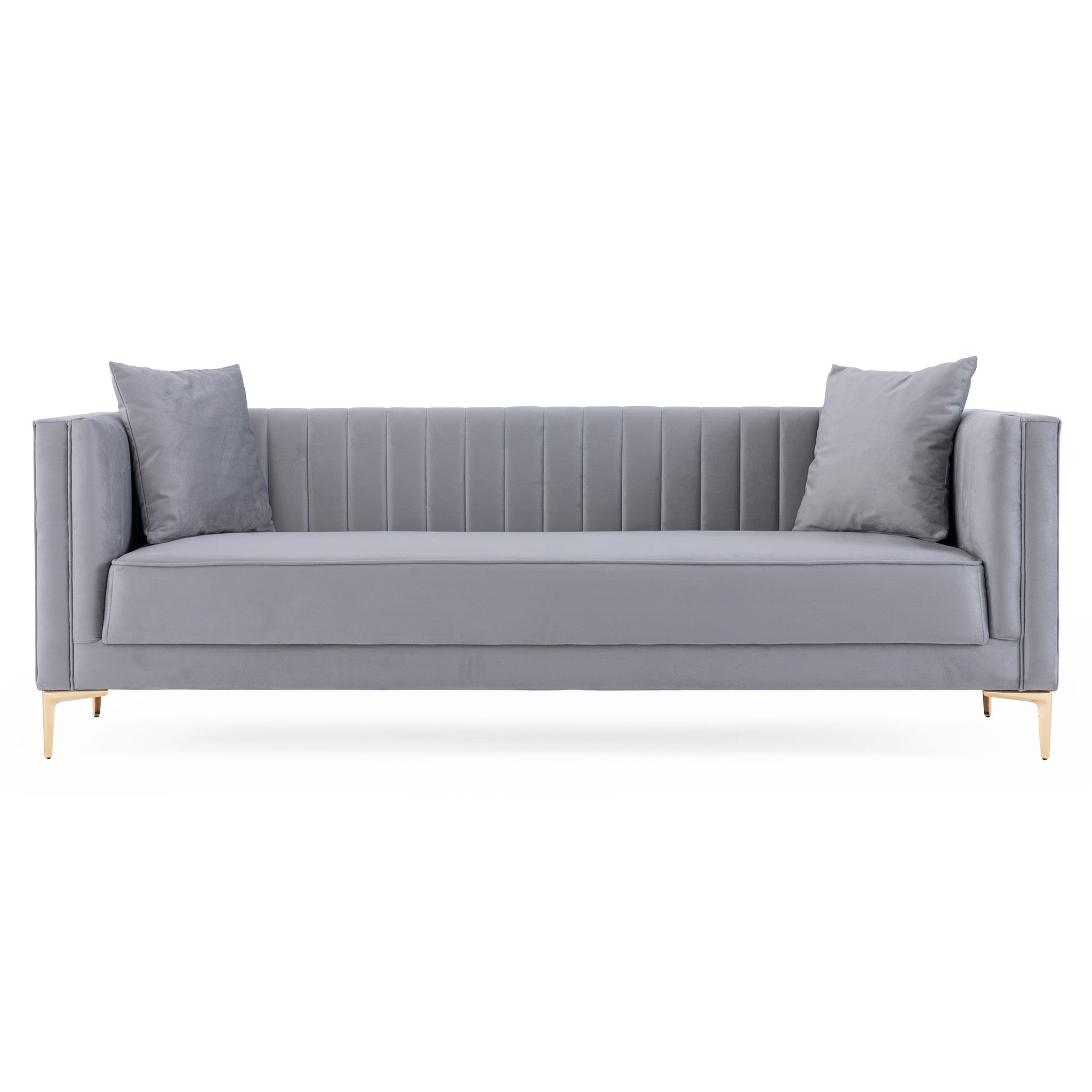 Angelina Sofa 91" (Light Grey Velvet)