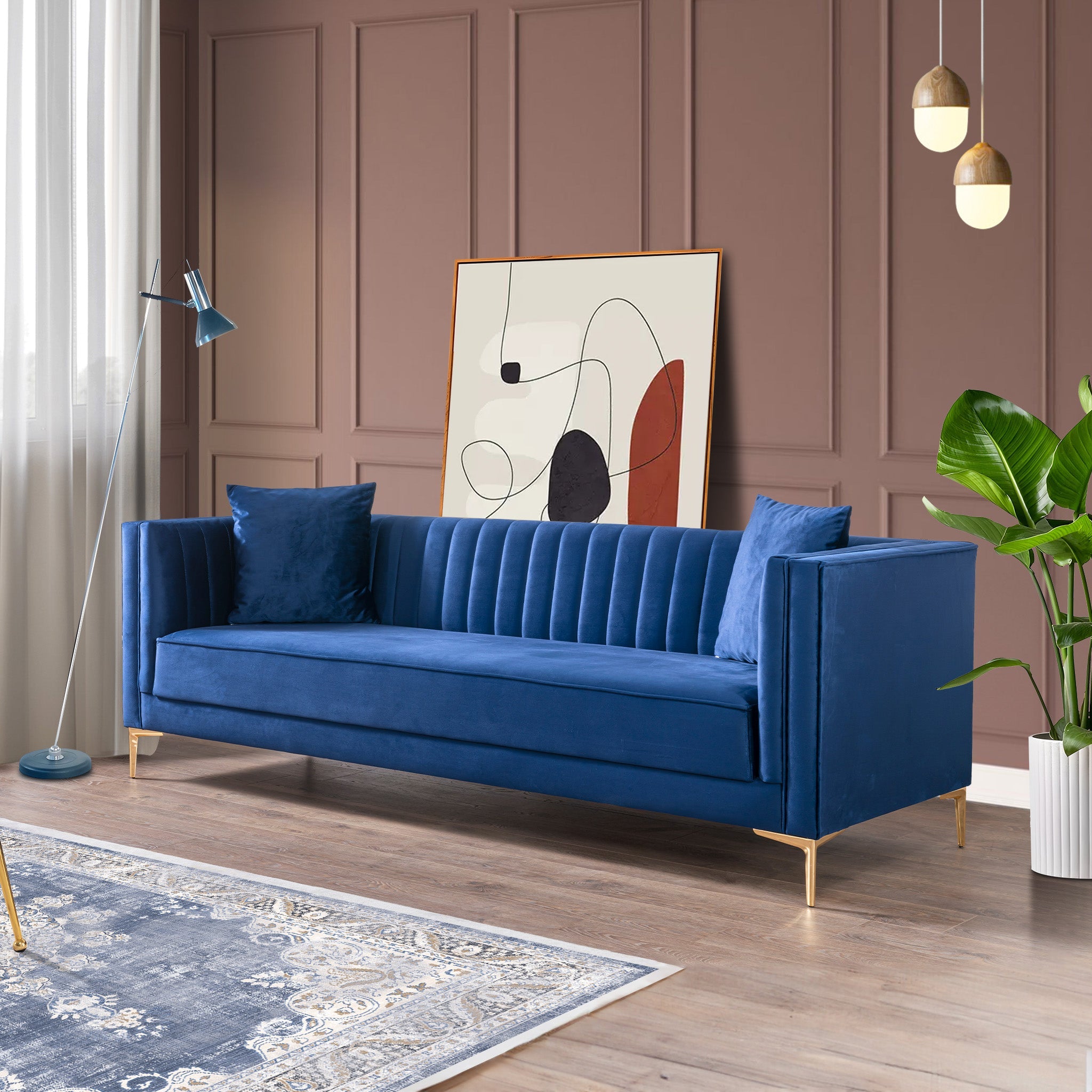 Angelina Sofa Dark Blue Velvet