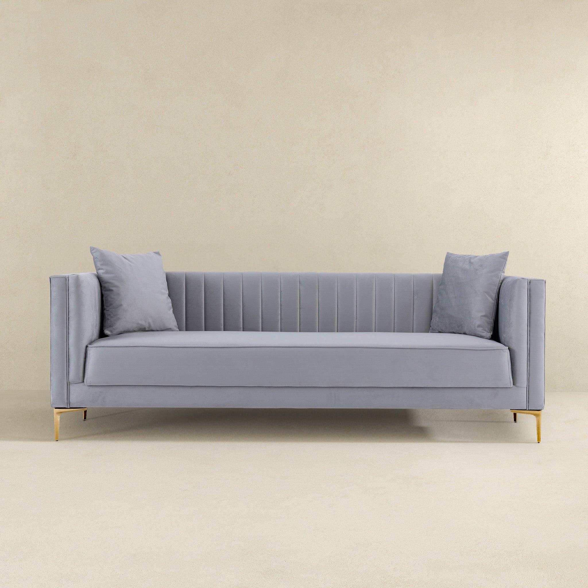 Angelina Sofa Light Grey Velvet