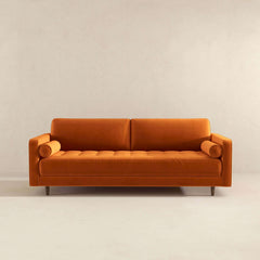 Anthony Burnt Orange Pillow Back Velvet Sofa