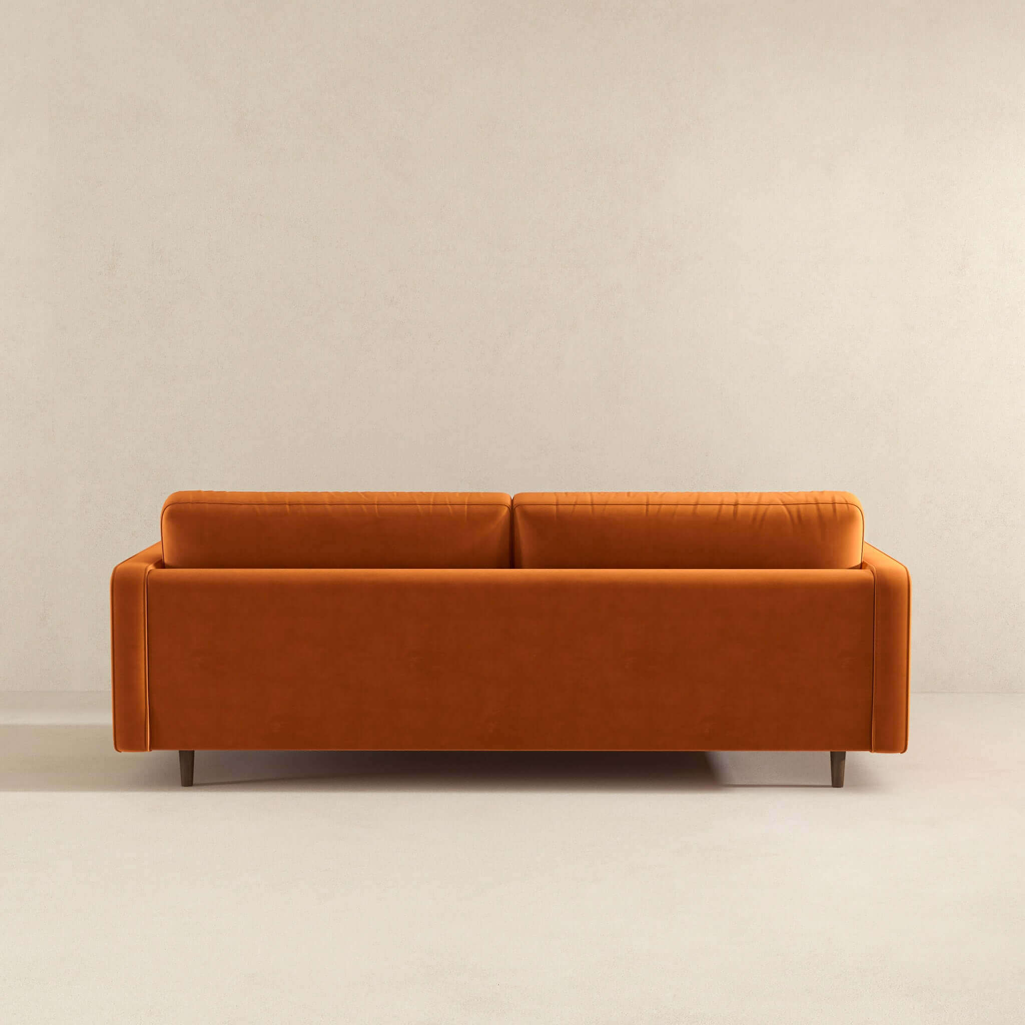 Anthony Burnt Orange Pillow Back Velvet Sofa