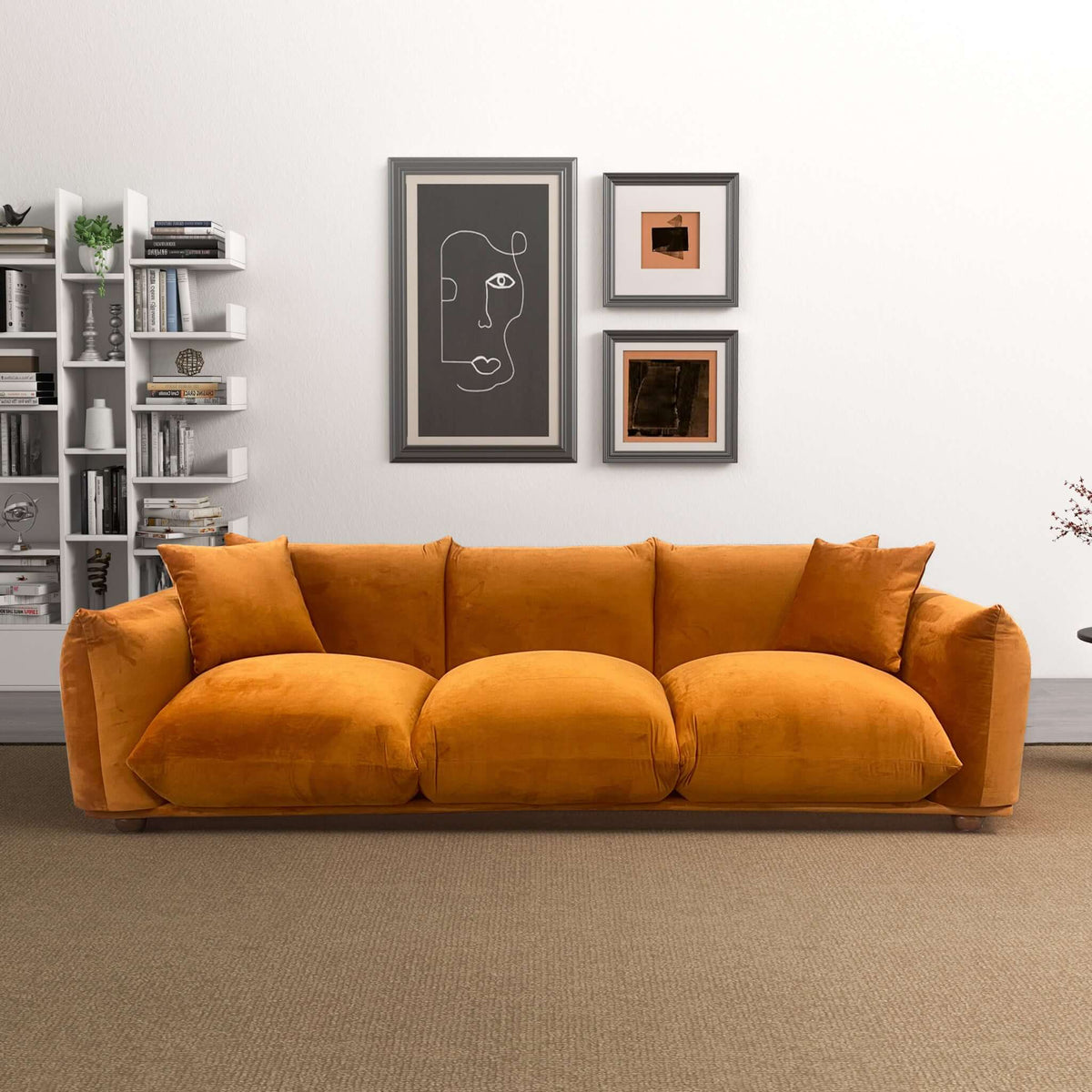 Arlo Burnt Orange Velvet Sofa