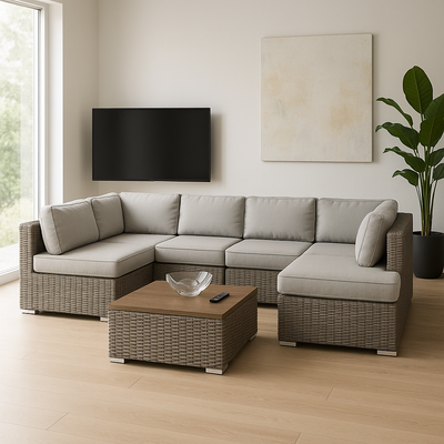 Assembled Wicker Patio Sofa