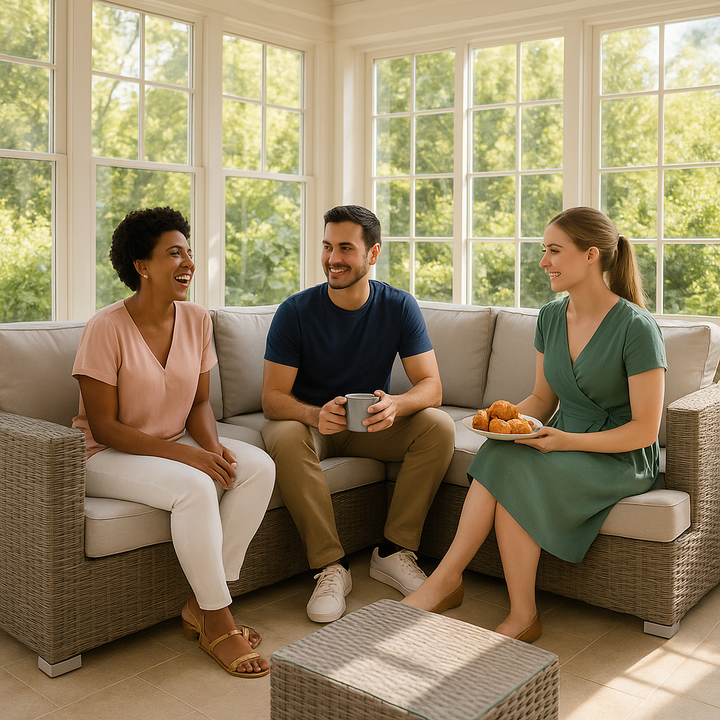 Assembled Wicker Patio Sofa