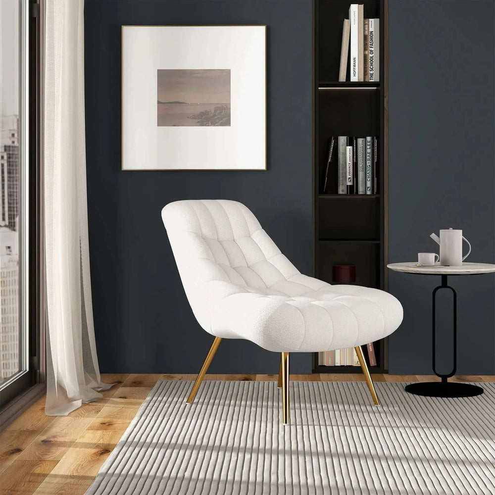 Aubrey French Boucle Lounge Chair White