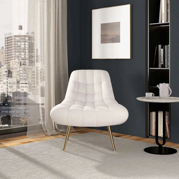 Aubrey French Boucle Lounge Chair White