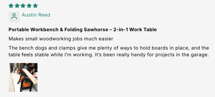 Portable Folding Workbench & Sawhorse – 2-in-1 Work Table customer review screenshot 1