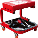 Rolling Mechanic Stool with Tool Tray - Creeper Seat with Wheels for Garage & Shop, Rolling Work Stool with Wheels for Mechanics, Auto Repair Workshop