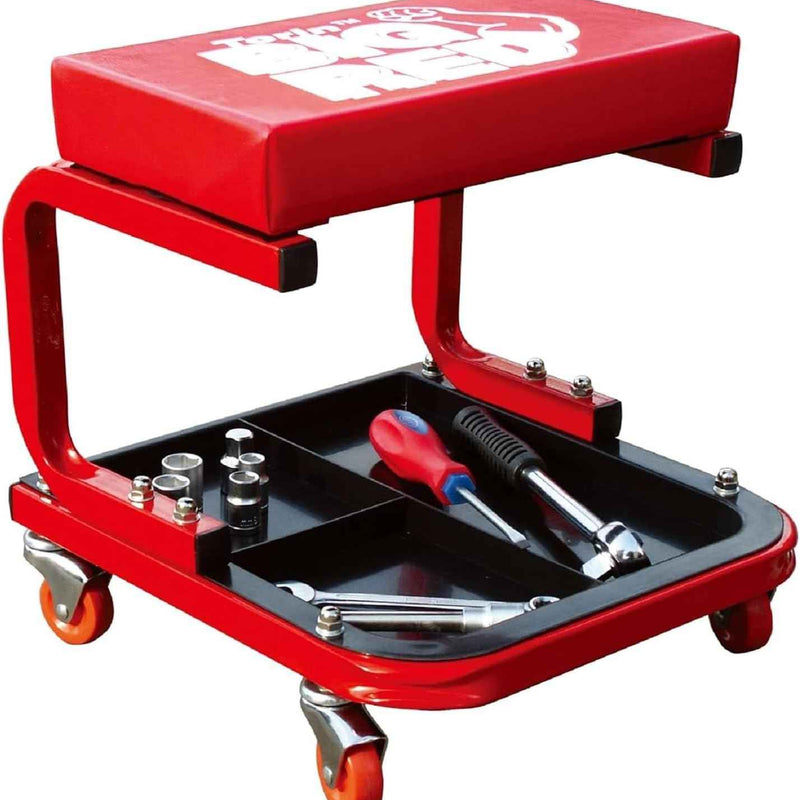 Rolling Mechanic Stool with Tool Tray - Creeper Seat with Wheels for Garage & Shop, Rolling Work Stool with Wheels for Mechanics, Auto Repair Workshop