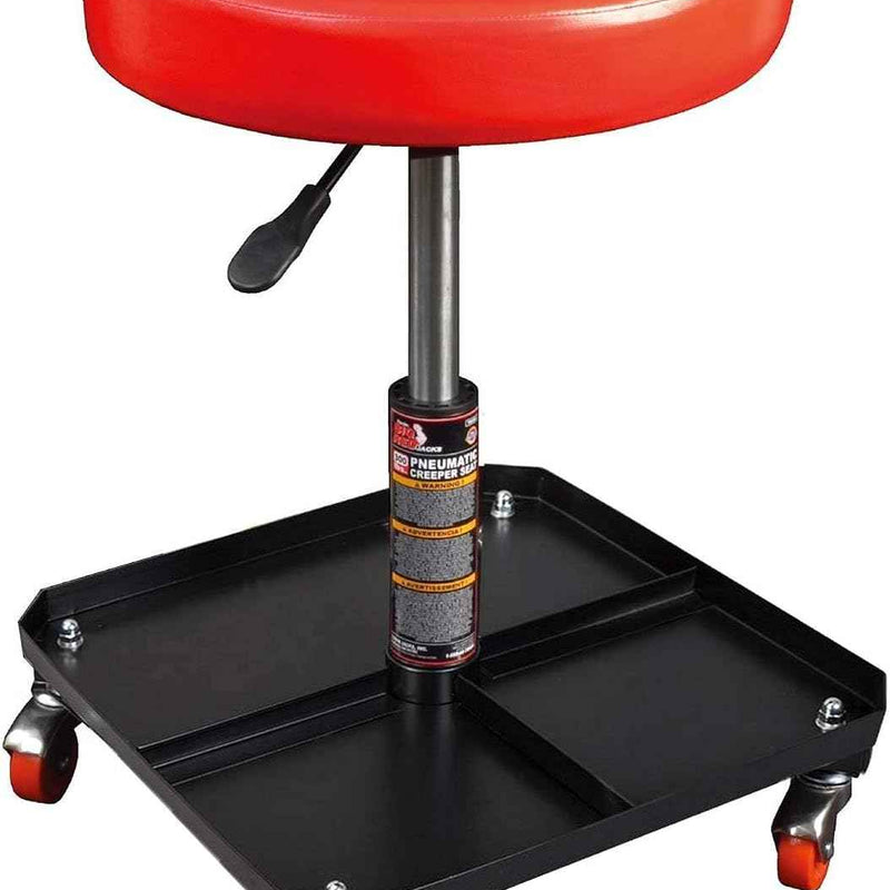 Pneumatic Rolling Mechanic Stool with Wheels – Adjustable Height Shop Stool with Tool Tray, 360° Swivel Seat for Garage & Workshop