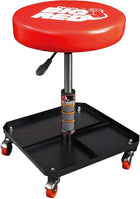 Pneumatic Rolling Mechanic Stool with Wheels – Adjustable Height Shop Stool with Tool Tray, 360° Swivel Seat for Garage & Workshop