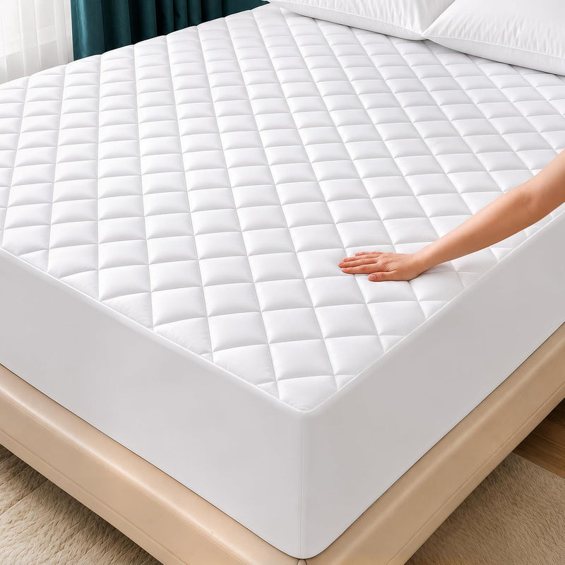 Quilted Mattress Pad – Microfiber, Rayon-Blend & Cotton-Top Styles - Queen / Top Mattress Pad- White