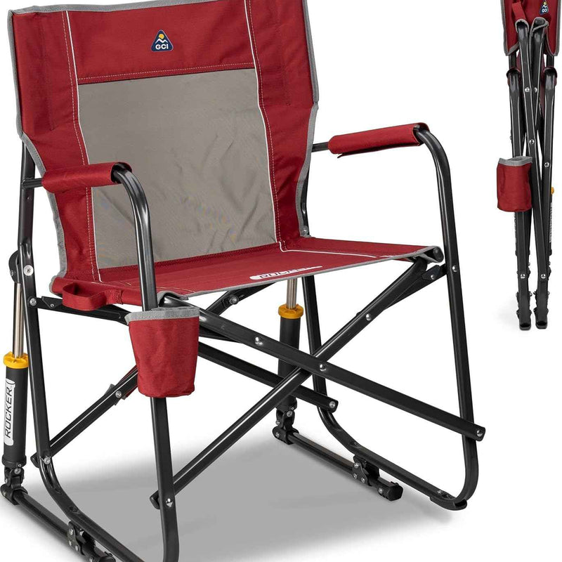 ROCKING CAMPING CHAIR – FOLD-FLAT CHAIR WITH CUP HOLDER