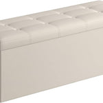43" Folding Storage Ottoman Bench with Padded Seat & Hidden Storage