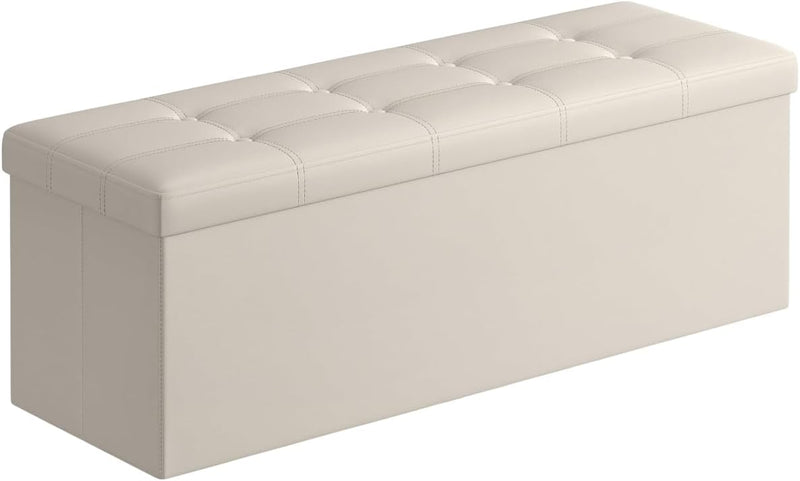 43" Folding Storage Ottoman Bench with Padded Seat & Hidden Storage