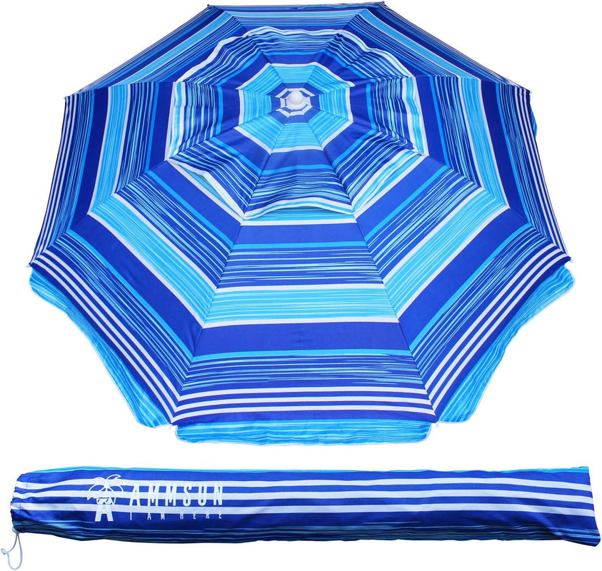 Beach Umbrella – Portable Tilt Outdoor Sun Shade with Carry Bag - Blue