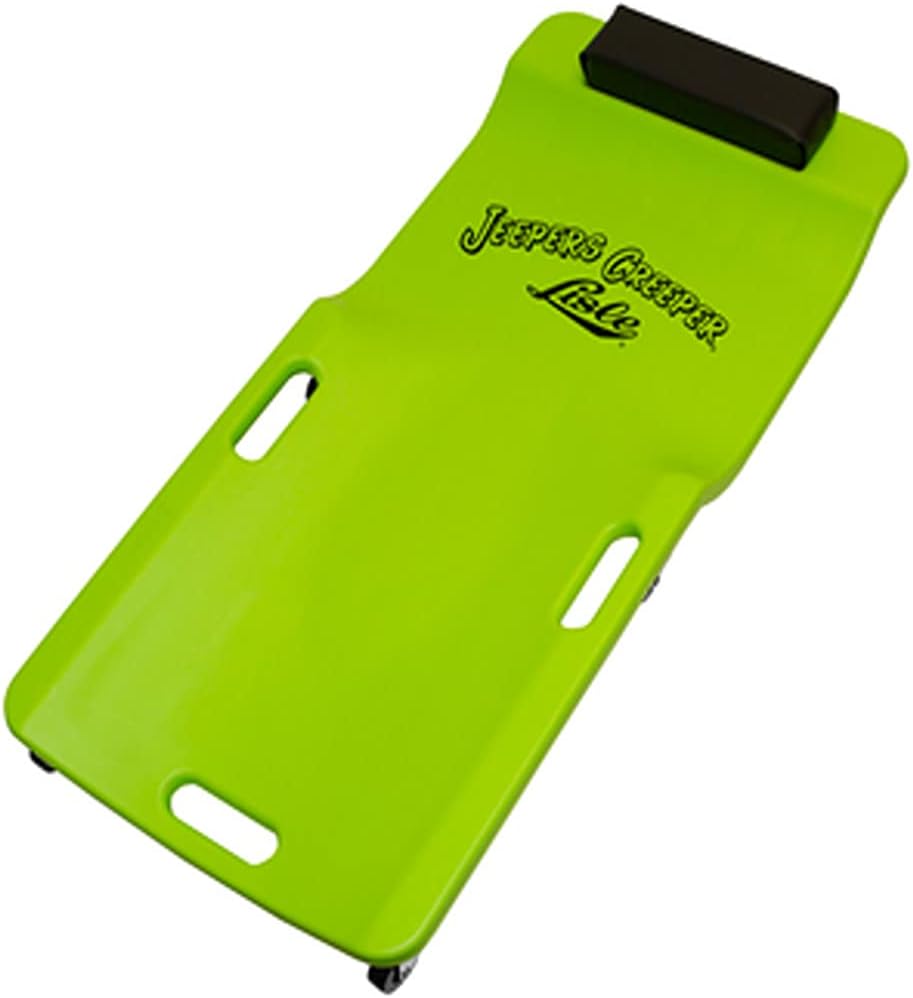 Low Profile Rolling Garage Creeper - Mechanic Creeper with Padded Headrest & Tool Trays, Under Car Roller for Automotive Repair, Rolling Car Creeper - Neon Green 300 lb Low-Profile Mechanic Creeper