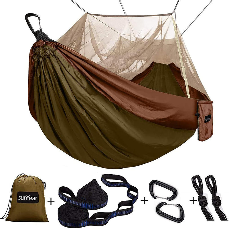 Camping Hammock with Mosquito Net – Double or Single
