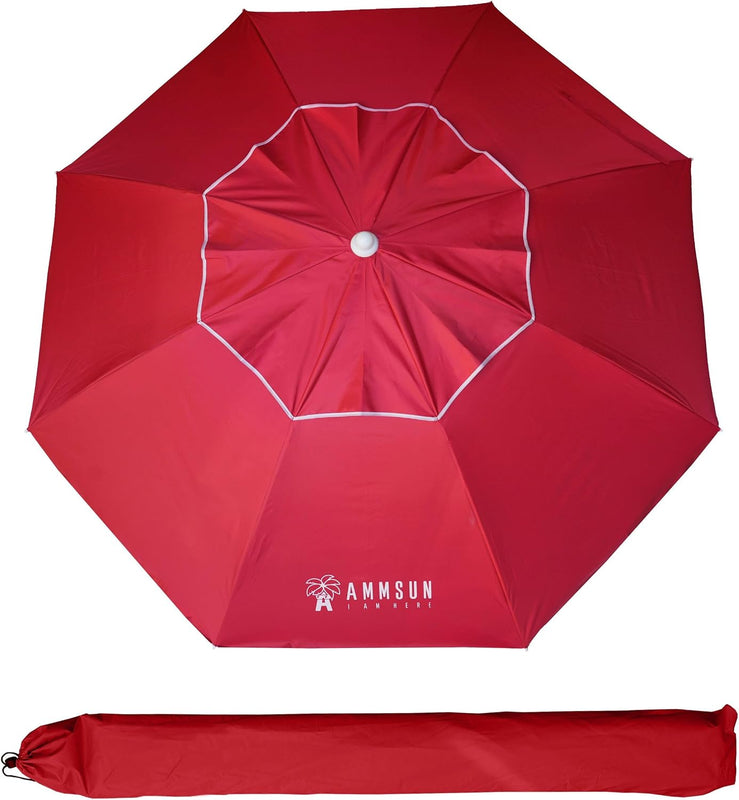 Beach Umbrella – Portable Tilt Outdoor Sun Shade with Carry Bag - Burgundy