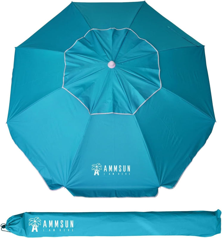 Beach Umbrella – Portable Tilt Outdoor Sun Shade with Carry Bag - Blue Sky