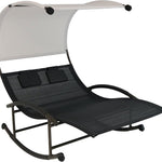 Outdoor Chaise Lounger with Canopy – Single & Double 2-Person Patio Sun Lounger with Cushions & Headrest