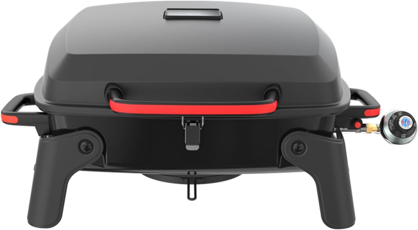 PORTABLE TABLETOP BBQ GRILL – CHARCOAL OUTDOOR GRILLS FOR CAMPING, PATIO, BEACH & BACKYARD - Red & Black 23.22"W x 18.11"D x 8.58"H
