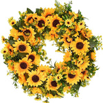 SUNFLOWER WREATH FOR FRONT DOOR – SUMMER FLORAL PORCH DÉCOR