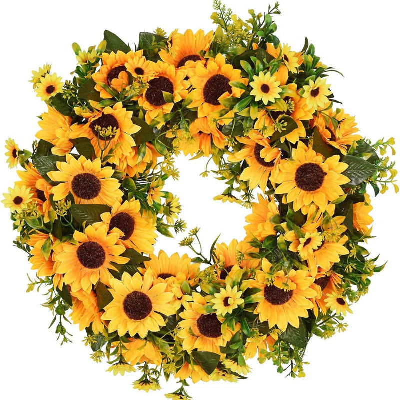 SUNFLOWER WREATH FOR FRONT DOOR – SUMMER FLORAL PORCH DÉCOR