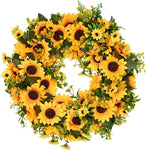SUNFLOWER WREATH FOR FRONT DOOR – SUMMER FLORAL PORCH DÉCOR - Media 1