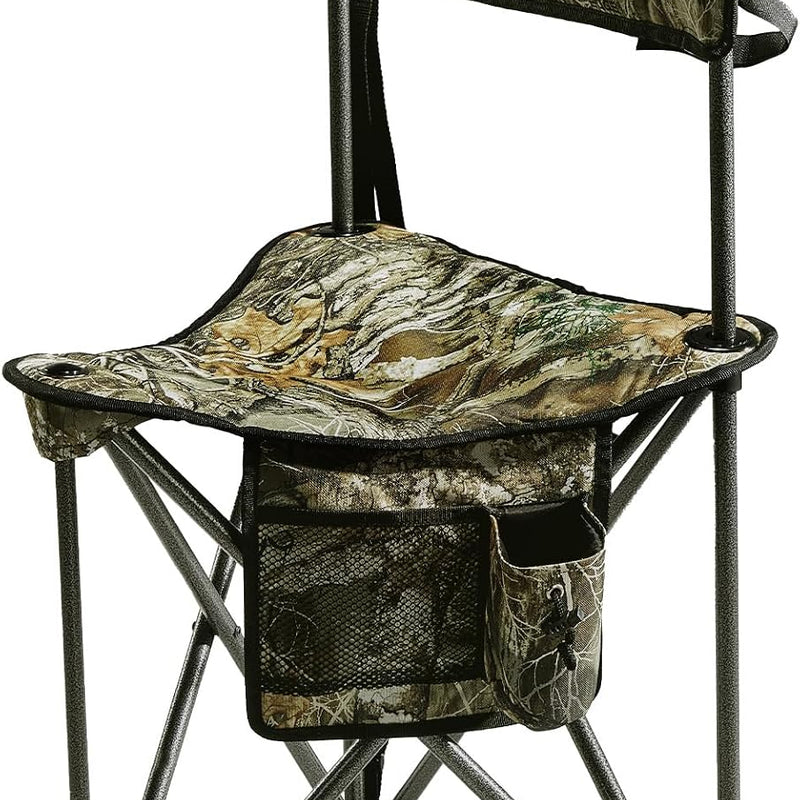 Tri-Lite Tripod Stool with Backrest, Cup Holder & Carry Strap (225 lb Capacity)