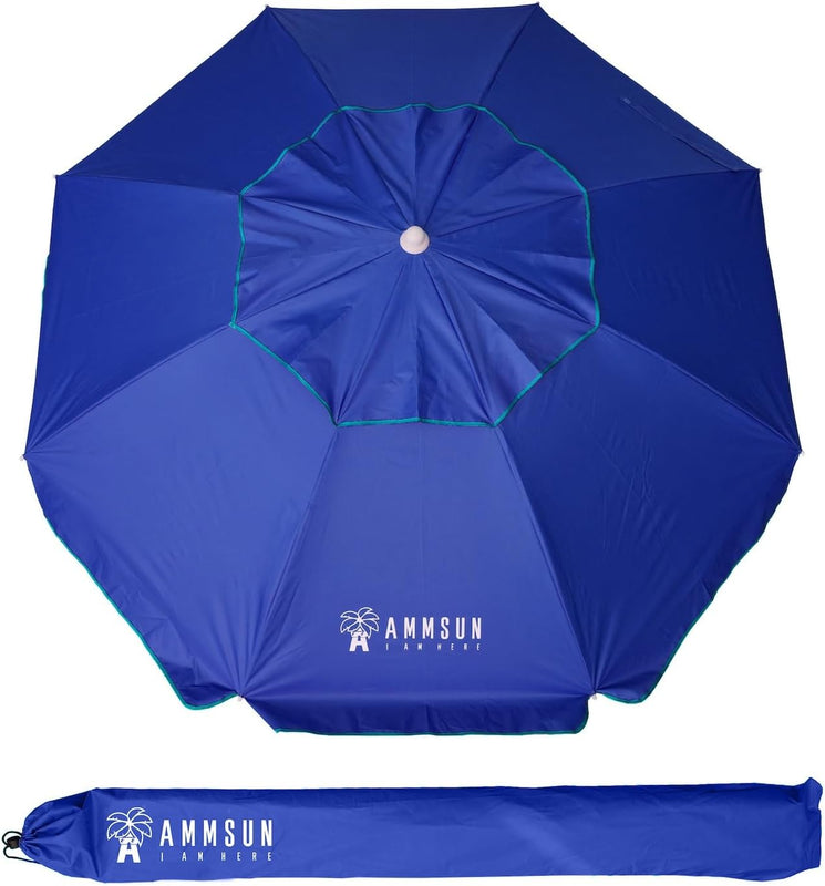 Beach Umbrella – Portable Tilt Outdoor Sun Shade with Carry Bag - Navy Blue
