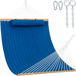 2-Person Quilted Outdoor Hammock – 12FT Double-Layer with Pillow & Storage Pockets
