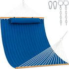 2-Person Quilted Outdoor Hammock – 12FT Double-Layer with Pillow & Storage Pockets