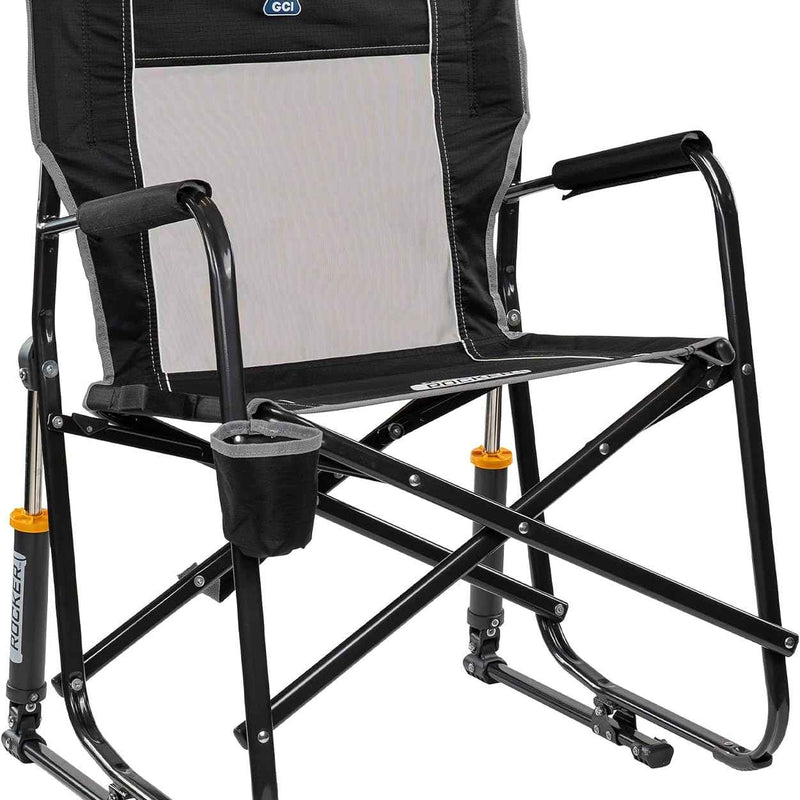ROCKING CAMPING CHAIR – FOLD-FLAT CHAIR WITH CUP HOLDER