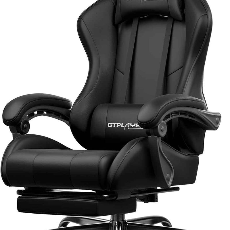 GAMING CHAIR WITH FOOTREST – LUMBAR SUPPORT & 360° SWIVEL