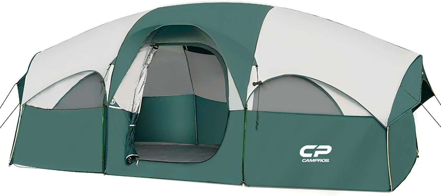 5–8 PERSON FAMILY DOME CAMPING TENT – WATERPROOF OUTDOOR TENT WITH RAINFLY & CARRY BAG - Dark Green 8 Person Tent