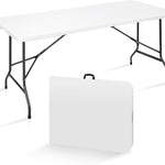 6 Ft Folding Camping Table – Portable Indoor/Outdoor Table with Waterproof HDPE Top