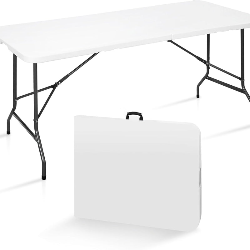 6 Ft Folding Camping Table – Portable Indoor/Outdoor Table with Waterproof HDPE Top