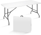 6 FT FOLDING CAMPING TABLE – PORTABLE INDOOR OUTDOOR TABLE WITH WATERPROOF HDPE TOP & CARRY HANDLE