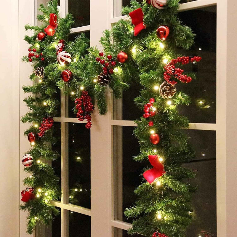 CHRISTMAS GARLAND WITH LIGHTS – PRE-LIT HOLIDAY GREENERY