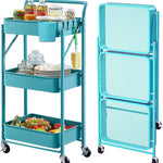 3-Tier Metal Rolling Cart – Foldable or Fixed Pegboard Styles
