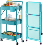 3-Tier Metal Rolling Cart – Foldable or Fixed Pegboard Styles