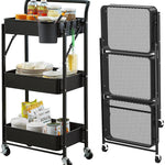 3-Tier Metal Rolling Cart – Foldable or Fixed Pegboard Styles