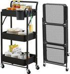 3-Tier Metal Rolling Cart – Foldable or Fixed Pegboard Styles