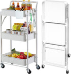 3-Tier Metal Rolling Cart – Foldable or Fixed Pegboard Styles