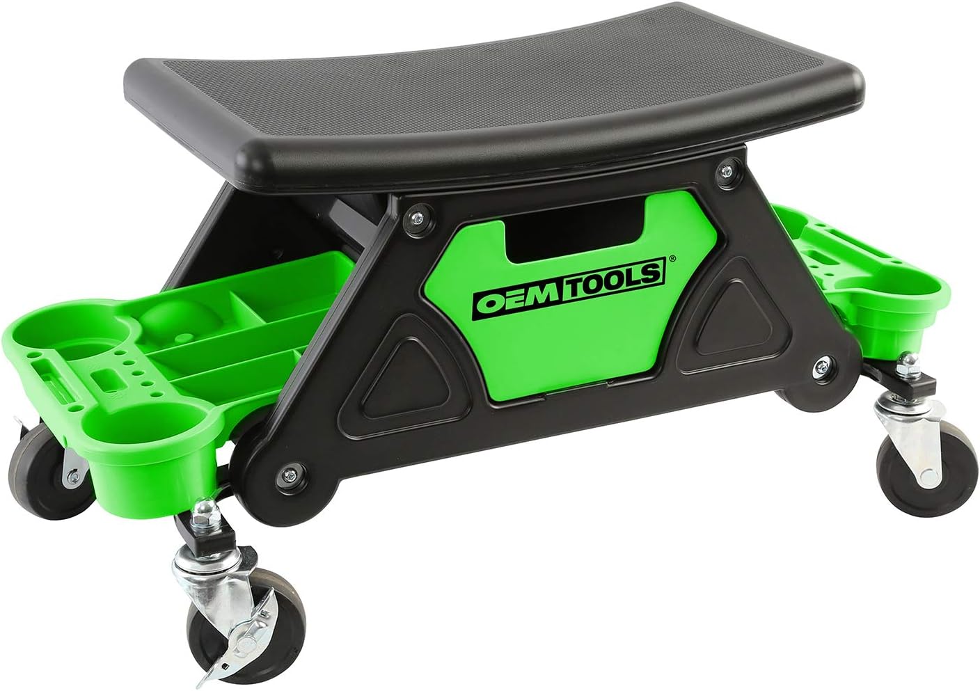 Mobile Mechanic Toolbox Seat with Drawers - Rolling Mechanic Stool with Sliding Tool Tray, Shop Stool with Wheels for Garage & Workshop, Auto Repair - Green & Black 300 lb Rolling Mechanic Stool