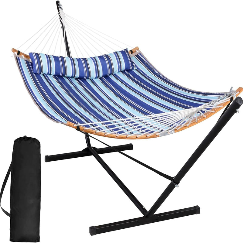 2-Person Hammock with Adjustable-Height Stand, Pillow & Carrying Bag