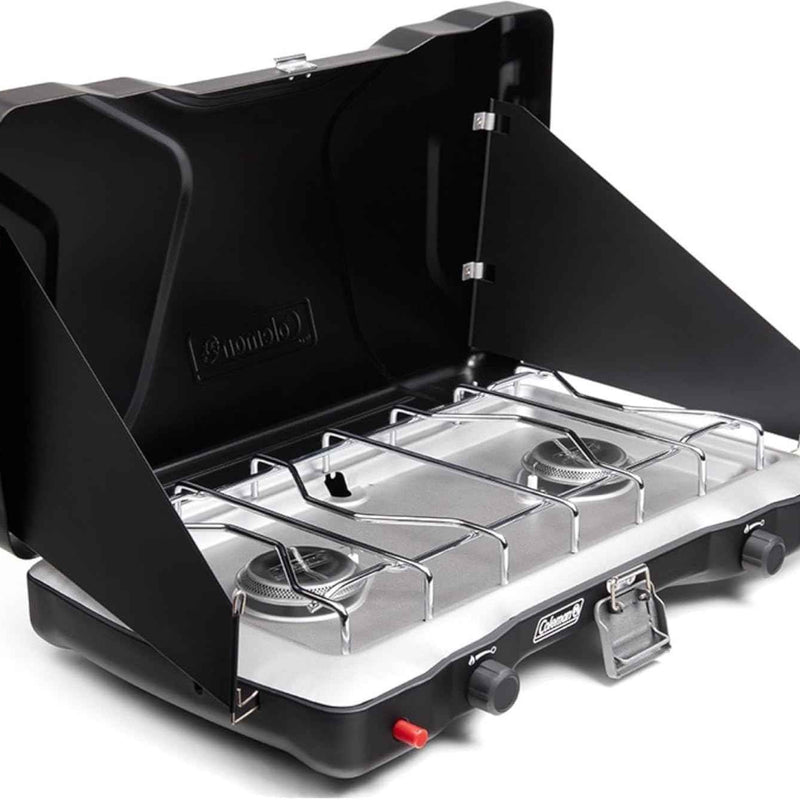 PORTABLE PROPANE CAMPING STOVE – 2 & 3 BURNER OUTDOOR STOVE WITH GRILL & WIND PROTECTION